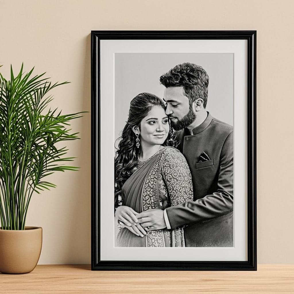Couple Portrait Colour Sketch — Custom Portrait from Photo Nepal