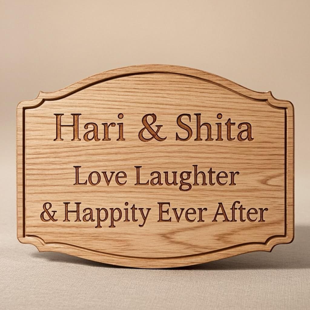 Engraved Wooden Door Nameplate — Housewarming Gift Nepal