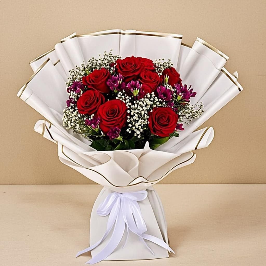 Mixed Rose & Statice Bouquet — Online Flower Delivery Nepal