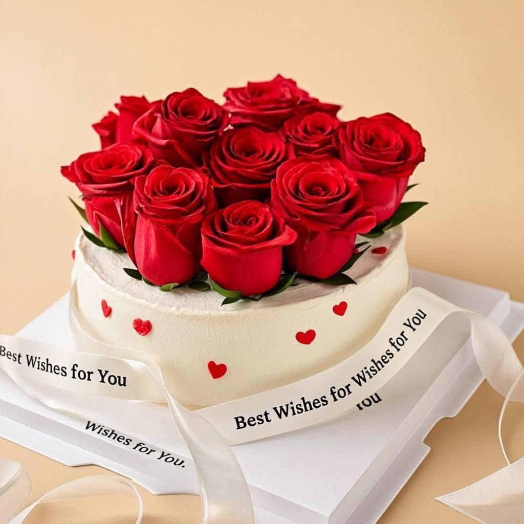 Red Velvet Muffin Cake with Roses — Order Cake Online Nepal