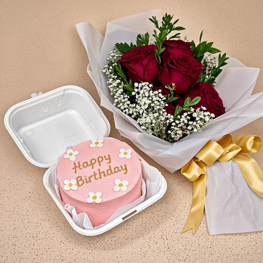 5 Roses & Cake Combo — Online Gift Delivery Nepal