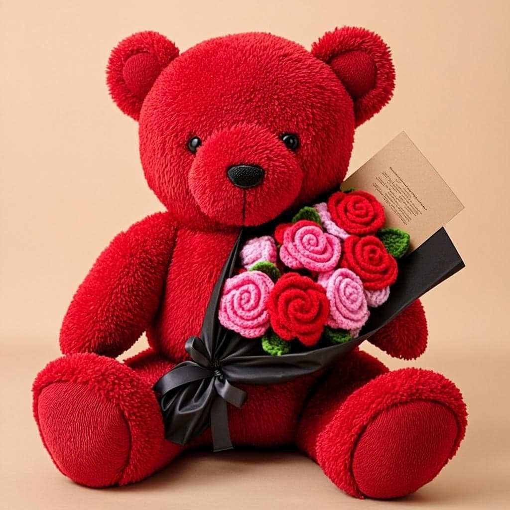 Teddy Bear with Flower Bouquet — Combo Gift Nepal