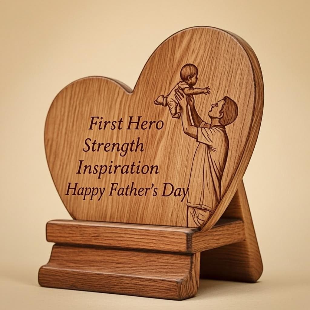 Engraved Wooden Mobile Stand — Personalised Desk Gift Nepal
